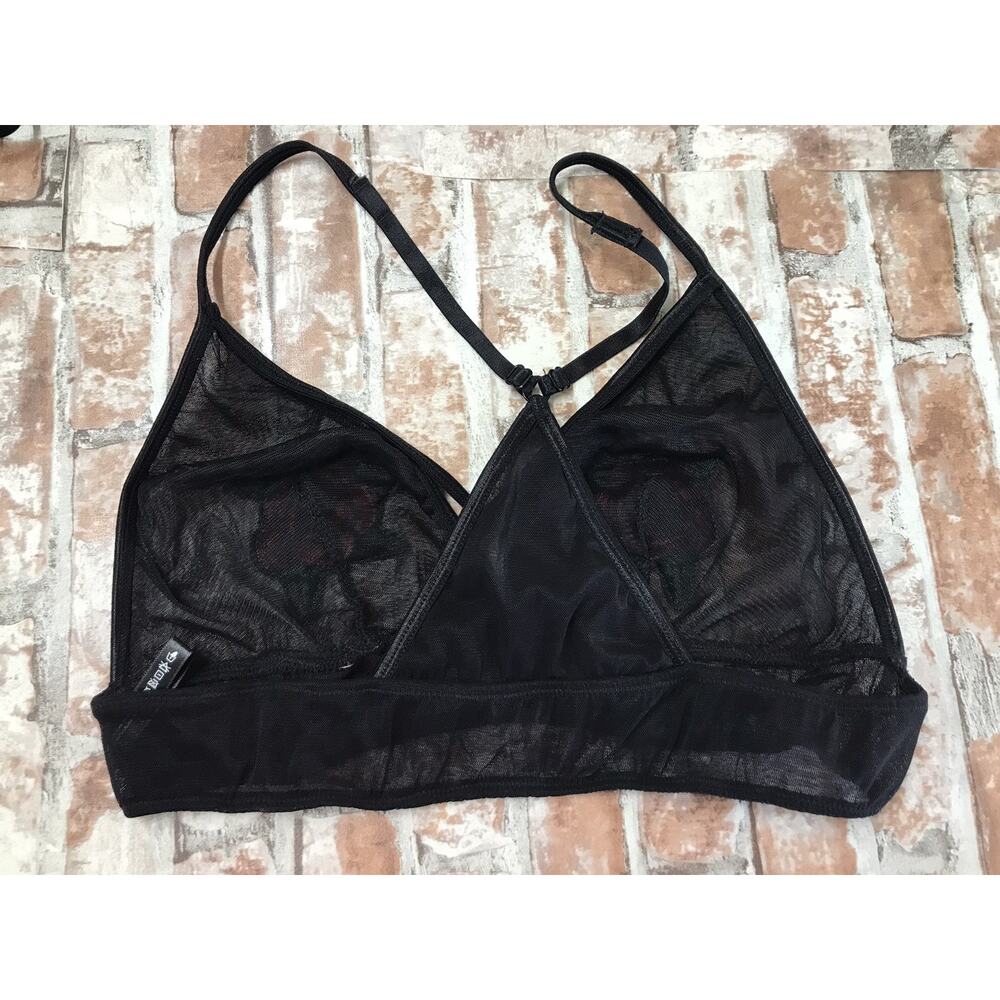 BodyRage Bra Womens Mesh Embroidered Roses Strappy Patch Size S/M Petit - Picture 4 of 4